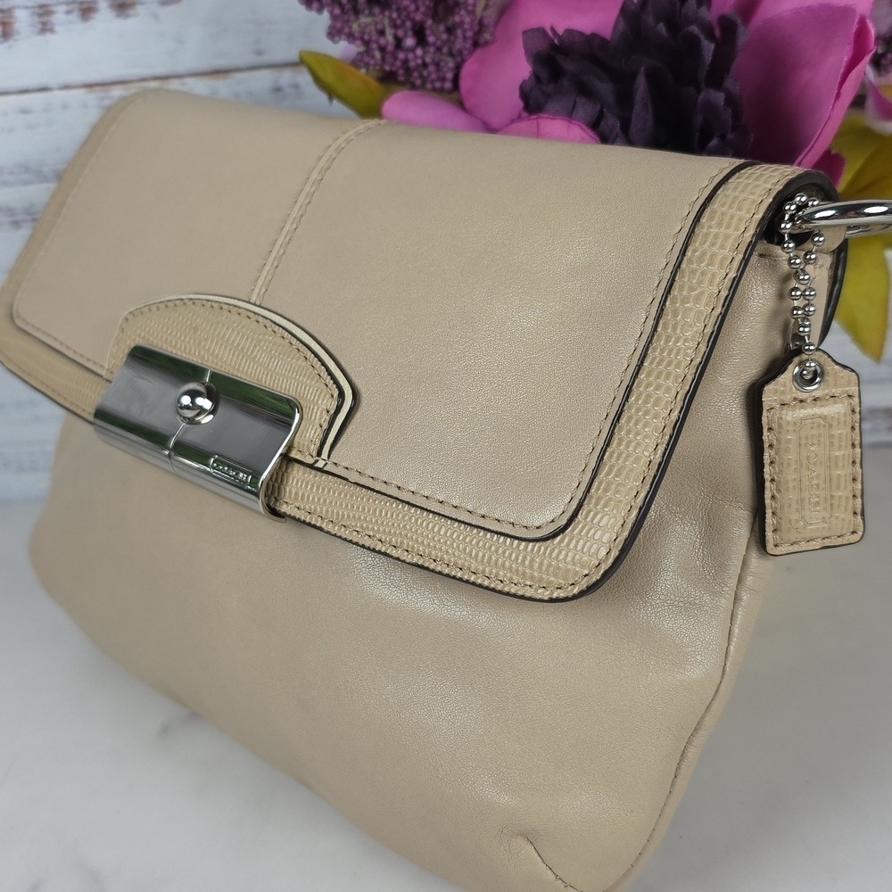 COACH KRISTIN SHOULDER BAG BEIGE CREAM  CROSSBODY‎ SMALL PURSE GUC - Picture 5 of 13